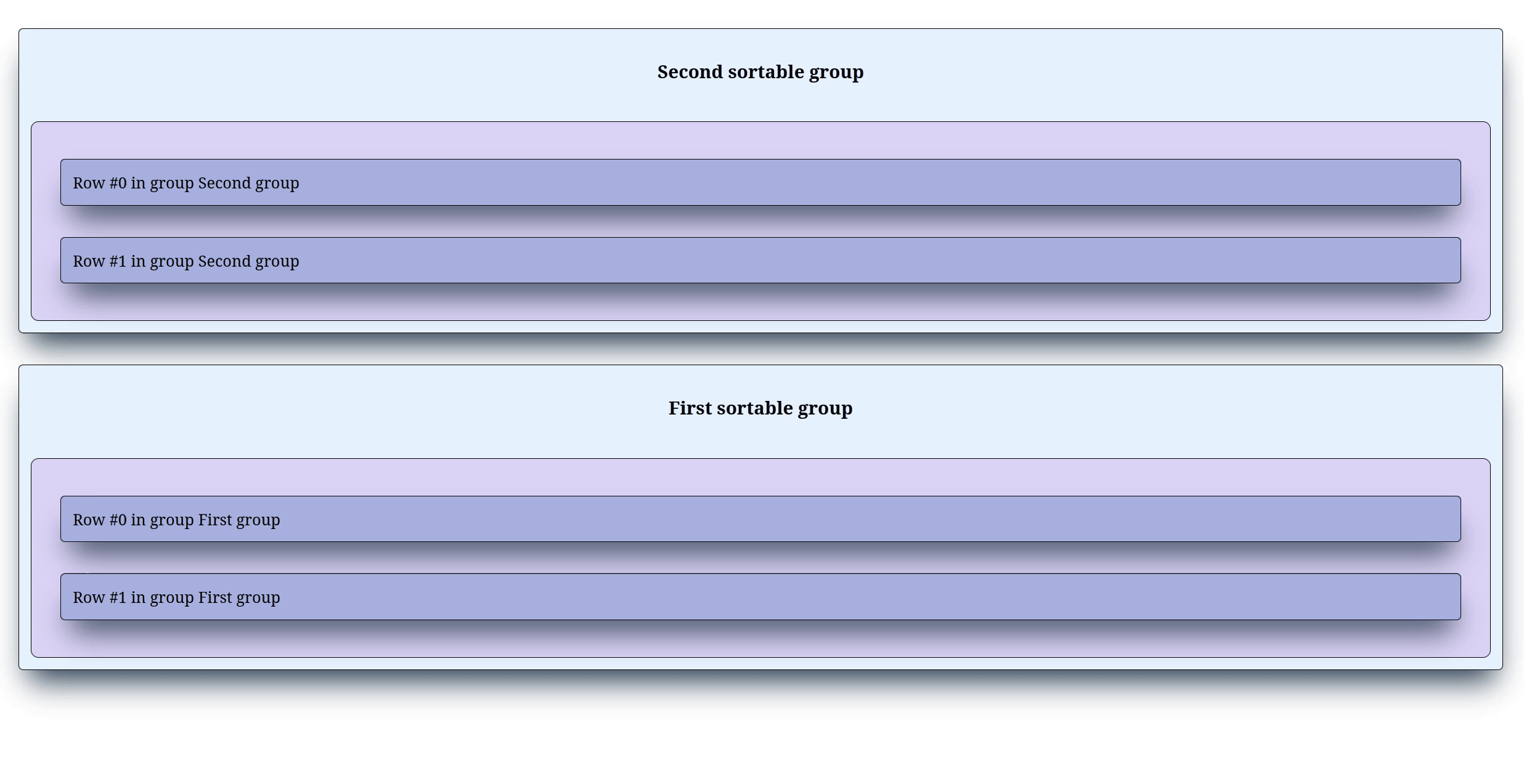 A gif showing two sortable lists that can be sorted themselves.